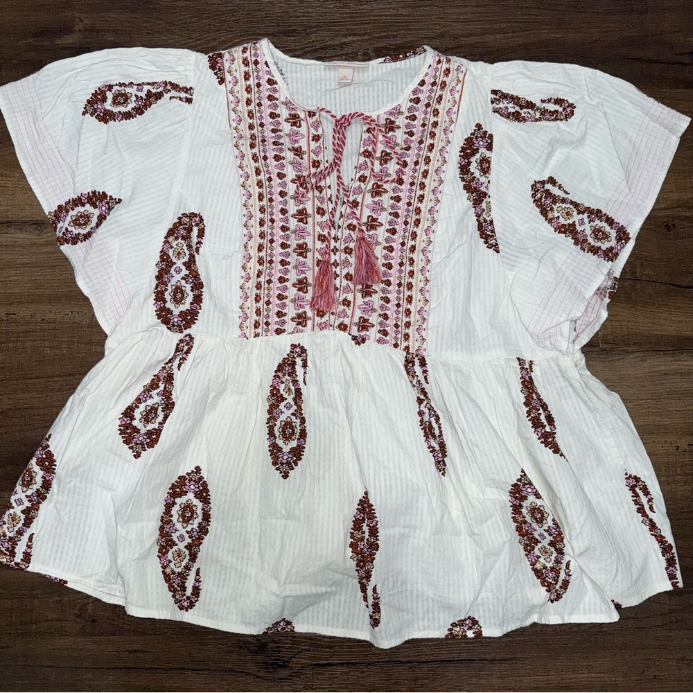 NWT Target Knox Rose White Floral Peasant Top Blouse